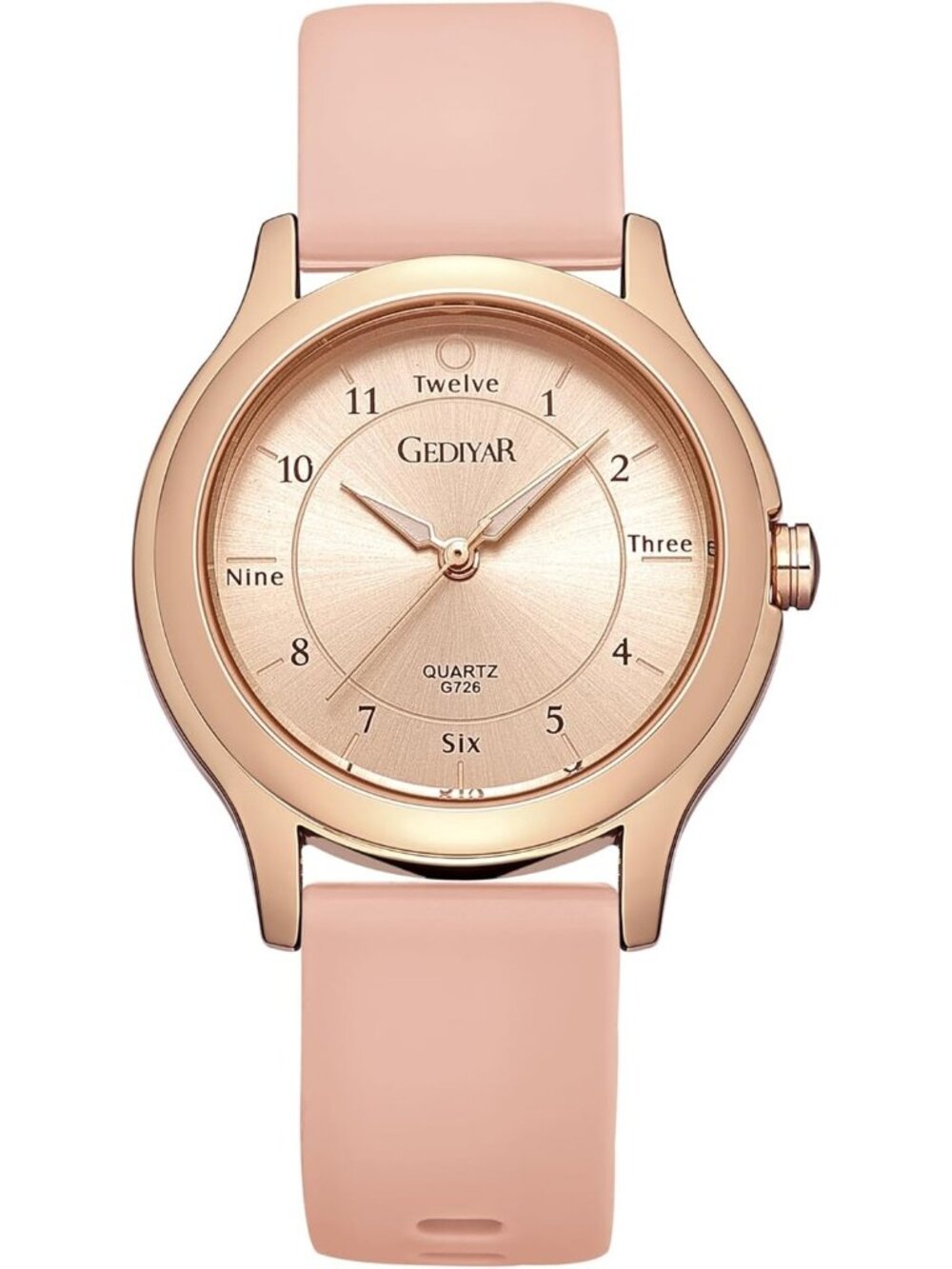 Women's Pink Analog Quartz Rubber Silicone Band Waterproof Nursing Wrist Watch